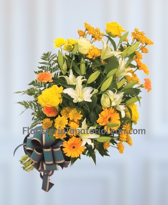 Ramo funerario en tonos amarillos